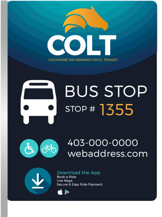 COLT bus stop sign