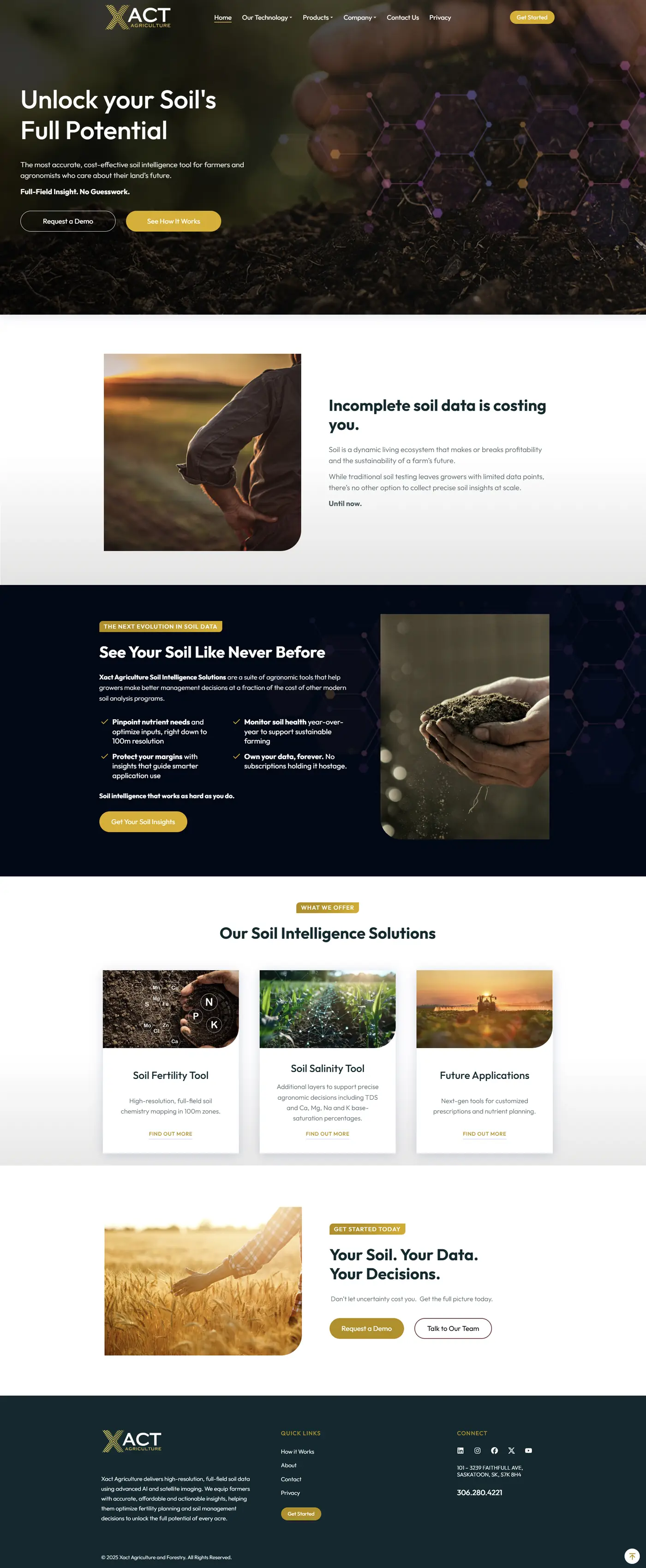 Xact Agriculture website, full home page